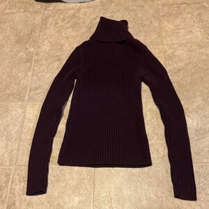 LOFT Dark Purple Ribbed Turtleneck Sweater